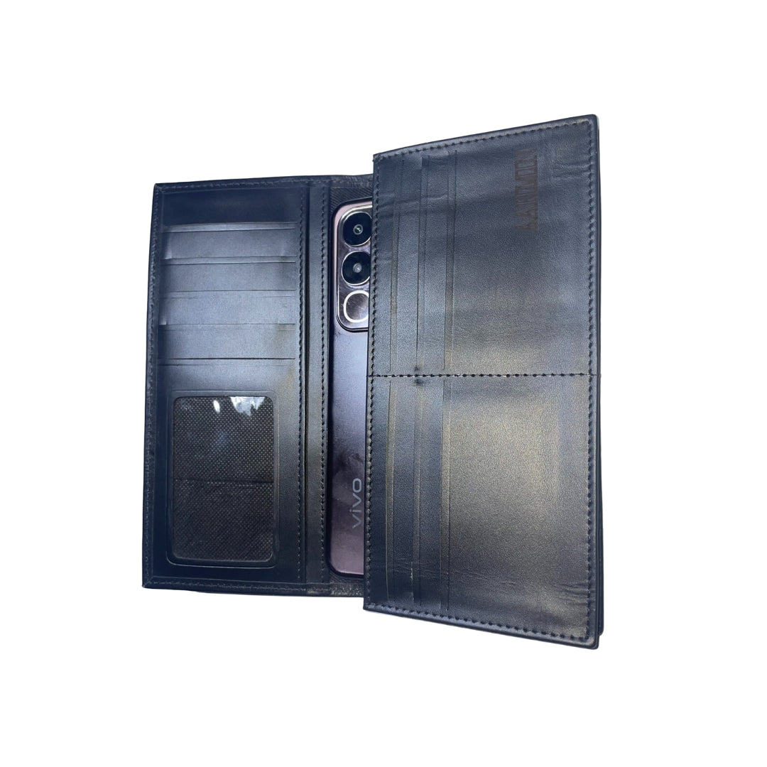 Genuine Leather Smartphone Wallet | Matte Onyx | Navy Blue