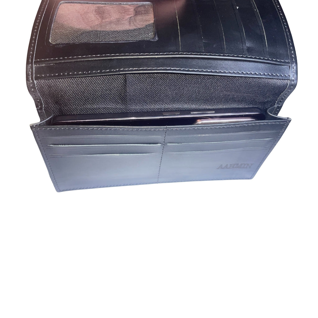 Genuine Leather Smartphone Wallet | Matte Onyx | Navy Blue