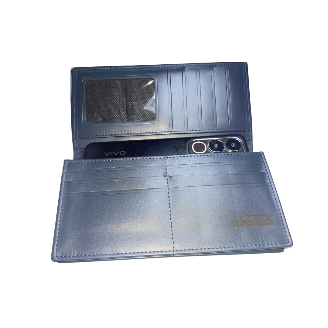 Genuine Leather Smartphone Wallet | Matte Onyx | Navy Blue