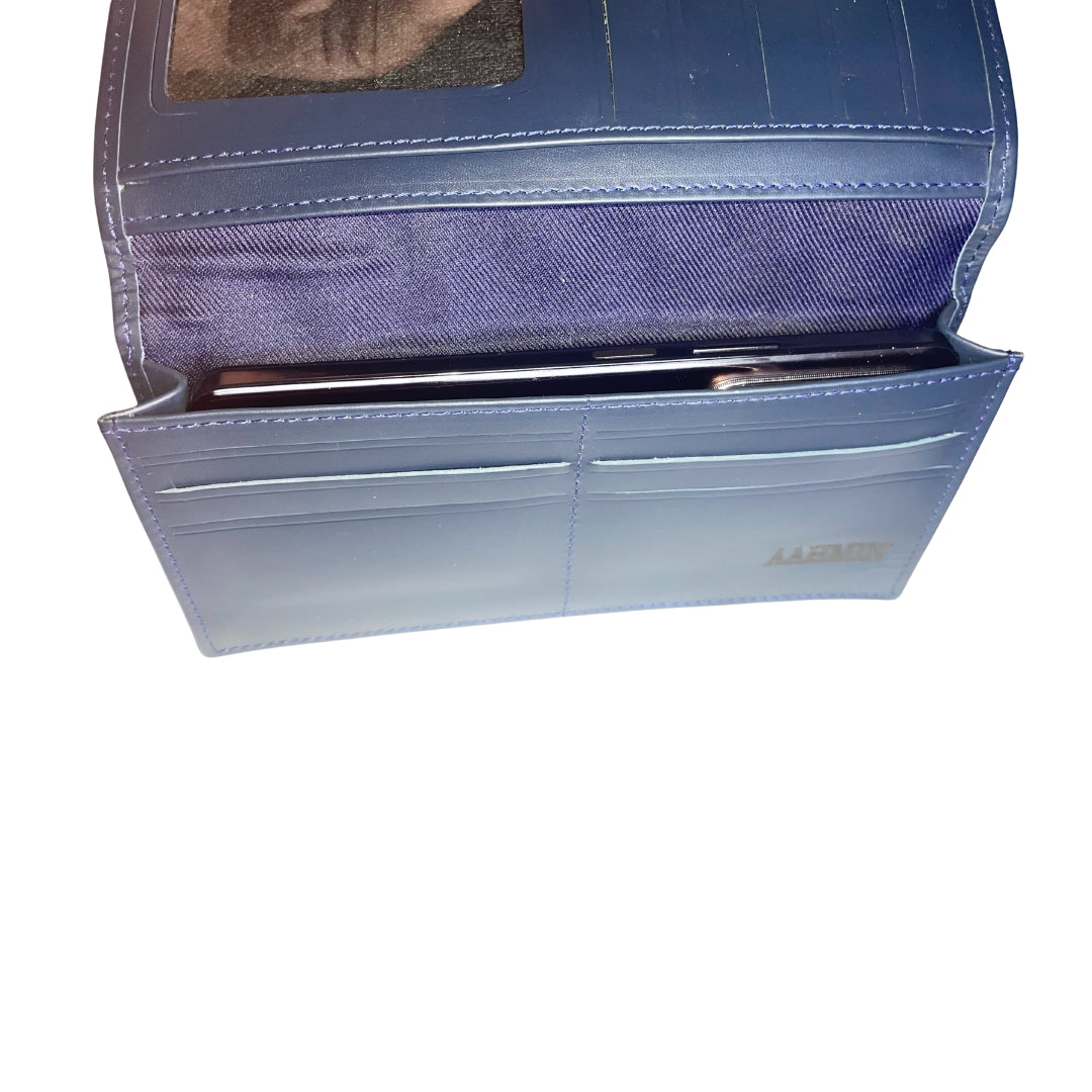 Genuine Leather Smartphone Wallet | Matte Onyx | Navy Blue