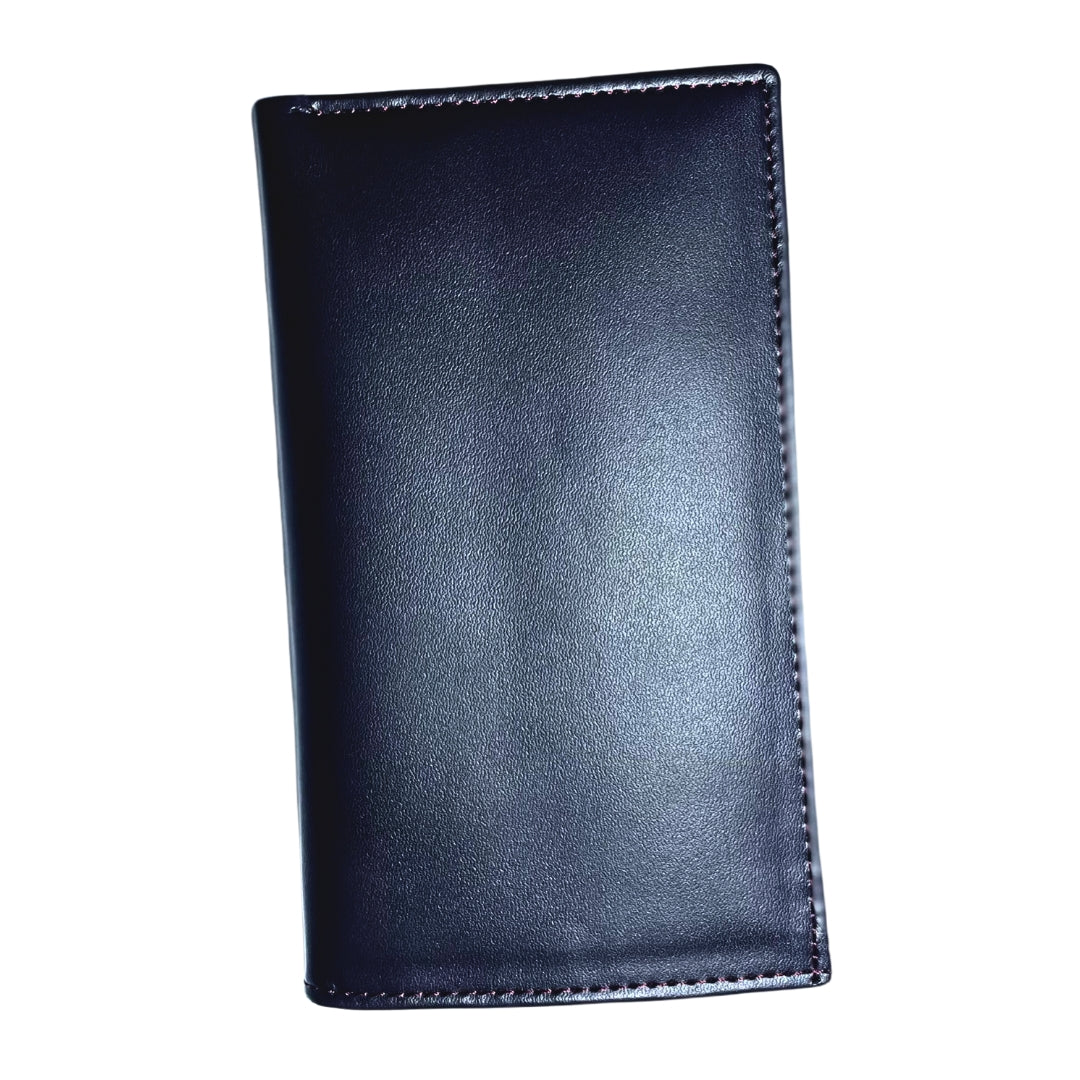 AAHMIN  Long Leather Wallet – Slim Vertical Bifold with Multi-Card Slots and Secure Zipper Pocket
