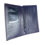AAHMIN  Long Leather Wallet – Slim Vertical Bifold with Multi-Card Slots and Secure Zipper Pocket