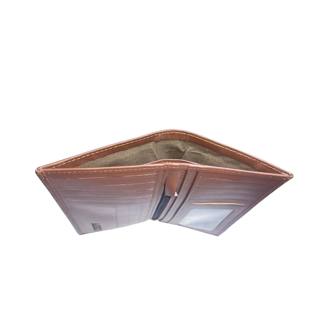 AAHMIN  Long Leather Wallet – Slim Vertical Bifold with Multi-Card Slots and Secure Zipper Pocket